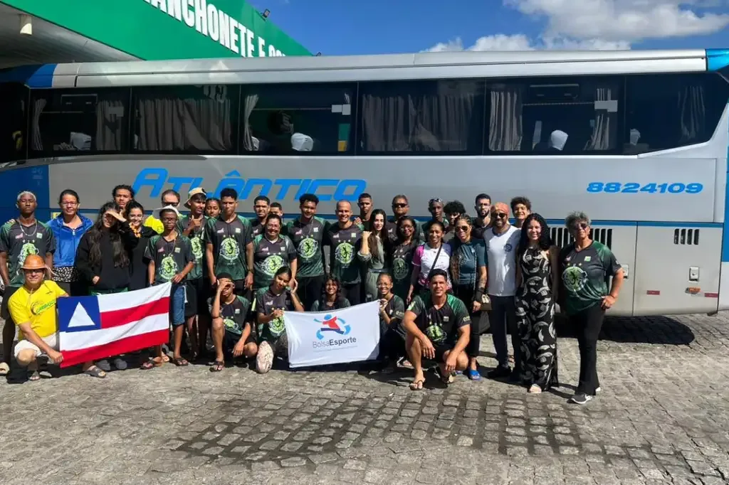 Delegação de jovens atletas