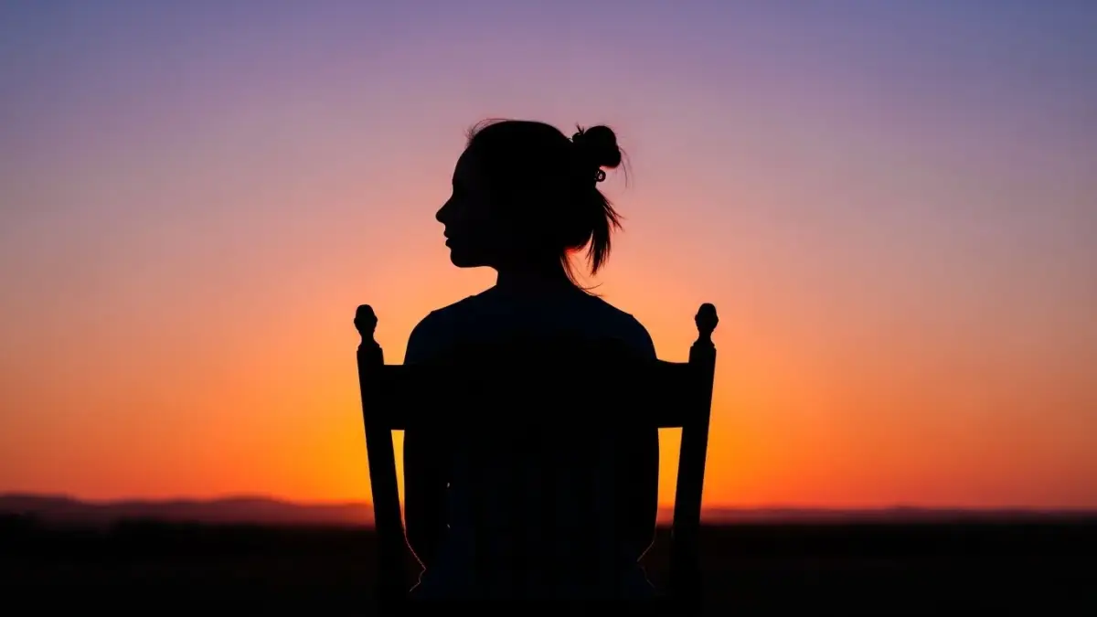 Silhueta de uma jovem sentada na cadeira