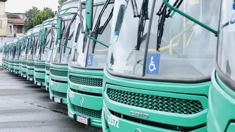 ônibus enfileirados